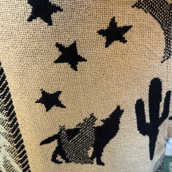 WRAPPER VINTAGE NATIVE WESTERN TAPESTRY FRINGE WRAP BLANKET COAT JACKET SIZE OS - Picture 7 of 15